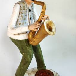 The Saxophone Street Player-Paper Mache Sculpture - thumbnail 2