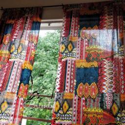 Colorful Bright Red & Navy Eclectic Curtains For Living Room, Bedroom, Nursery, Kitchen, Can Be Customized in All Styles Blackout - thumbnail 2
