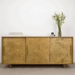 Ototo.15 Minimalist Plywood Sideboard With Sliding Doors Japandi Style, Modern Sideboard, Scandinavian Chest Of Drawers, Bookcase - thumbnail 3