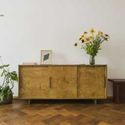 Ototo.15 Minimalist Plywood Sideboard With Sliding Doors Japandi Style, Modern Sideboard, Scandinavian Chest Of Drawers, Bookcase - thumbnail 2