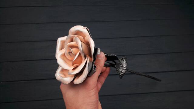 6Th Year Wedding Gift For Her Blacksmith Metal Rose Steel Forged Iron Anniversary Gifts Sculpture - image 1