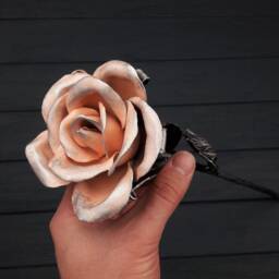 6Th Year Wedding Gift For Her Blacksmith Metal Rose Steel Forged Iron Anniversary Gifts Sculpture - thumbnail 3