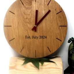 Solid Oak Wall Clock With Engraved Wedding Date - thumbnail 3