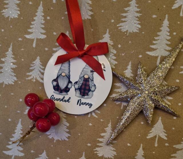 Personalised Gonk Gnome Bauble - Christmas Hanging Decoration Xmas Tree Decor Cute Design Mr & Mrs Couple Gift Ideas
