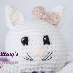 Baby Cat Security Blanket Kitty Lovey Crochet Plush Cuddle Snuggle - thumbnail 2