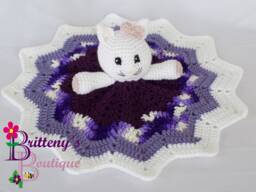 Baby Cat Security Blanket Kitty Lovey Crochet Plush Cuddle Snuggle - thumbnail 1