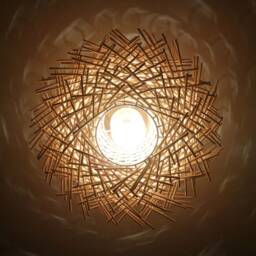 Rattan Flush Mount Lighting Fixture, Bird Nest Ceiling Lamp, Lampshade Width 11 - thumbnail 3