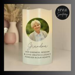 Personalised Photo Upload Led Memorial Candle - Add Special Message Sympathy Remembrance Gift Birthday Christmas Mother's Father's Day - thumbnail 1