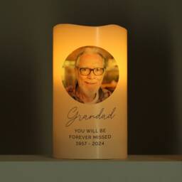 Personalised Photo Upload Led Memorial Candle - Add Special Message Sympathy Remembrance Gift Birthday Christmas Mother's Father's Day - thumbnail 3
