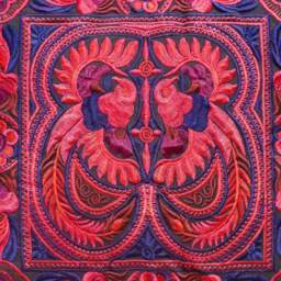 Red Embroidered Cushion Cover, Boho Cushion, Bohemian Decor, Thai Hmong Colourful - thumbnail 3