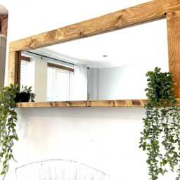 Handmade Wooden Mirror With Shelf, English Oak Waxed Rustic Farmhouse Wall D??cor - thumbnail 3