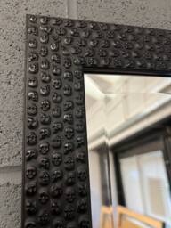 Handcrafted Ornate Black Skulls Wood Mirror - Bevelled Gothic Chic Home Decor - thumbnail 1