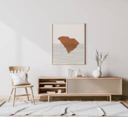 Boho Decor - South Carolina Mid Century Wall Art, Minimalist Art & Abstract Print, State Map Print - thumbnail 1