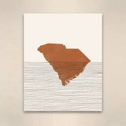 Boho Decor - South Carolina Mid Century Wall Art, Minimalist Art & Abstract Print, State Map Print - thumbnail 3