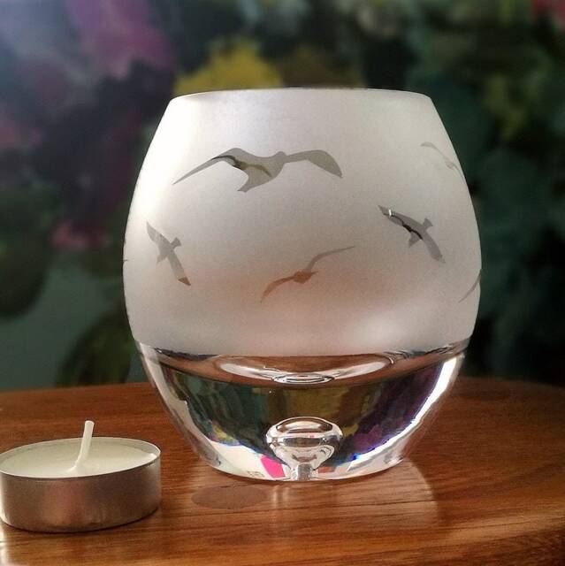 Hand Etched Tealight - Seagull - image 1
