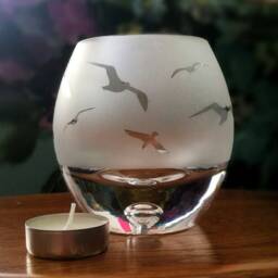 Hand Etched Tealight - Seagull - thumbnail 3