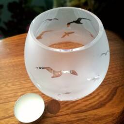 Hand Etched Tealight - Seagull - thumbnail 2