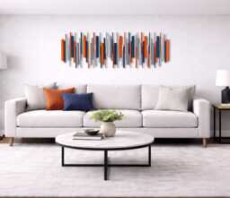 Blue & Orange Wood Wall Sculpture Handmade Contemporary Art, Signal Flame - thumbnail 1