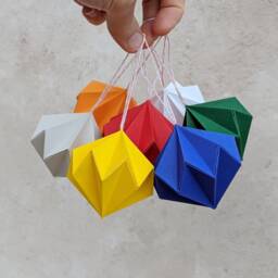 Origami Decoration, Eco Friendly Diamond Bauble, Hanging Christmas Tree Ornament, Recycled Paper, Colourful Home, Geometric Party Decor - thumbnail 1
