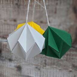 Origami Decoration, Eco Friendly Diamond Bauble, Hanging Christmas Tree Ornament, Recycled Paper, Colourful Home, Geometric Party Decor - thumbnail 3