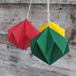 Origami Decoration, Eco Friendly Diamond Bauble, Hanging Christmas Tree Ornament, Recycled Paper, Colourful Home, Geometric Party Decor - thumbnail 2