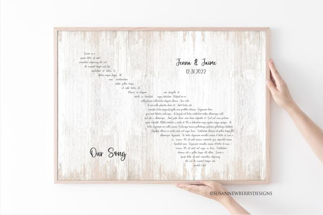 Custom Shape Print Or Canvas - Any Song Lyrics Nursery Wall Art Wedding Gift Anniversary - image 1