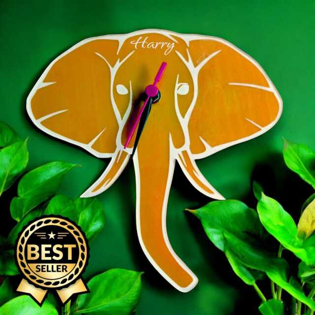 Elephant Face Clocks - Custom Colours & Woods, Sizes Engraving Services - image 1
