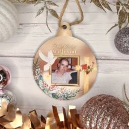 Memorial Christmas Ornament - Wooden Xmas Bauble White Dove Keepsake Tree Remembrance Gift - thumbnail 2