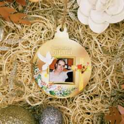Memorial Christmas Ornament - Wooden Xmas Bauble White Dove Keepsake Tree Remembrance Gift - thumbnail 1