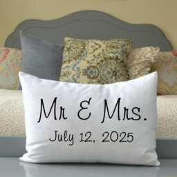 Personalized Pillow, Wedding Gift, 2nd Anniversary, Cotton, Mr. & Mrs., Anniversary Pillow, Christmas Gift Idea, Casual Cotton Anniversary - thumbnail 2
