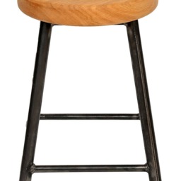Rosie Broadoak - Low Chunky Round Frame Bar Stool With Oak Seat - thumbnail 3