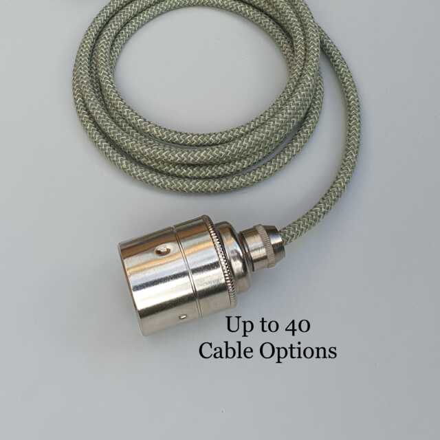 Plug in Pendant Light - Nickel Hanging Fabric Cable Wall Cord & Vintage Style E27 Lamp Holder Unique Reading, Ambient Mood Lighting - image 1