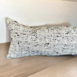 Woven Lumbar Pillow Long Black Gray Offwhite Chunky Textured Case Boho & Cozy Home Decor For Bed Sofa Bench - thumbnail 2