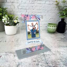 Gift For Dad Floral Blue Frame Photo Personalised Acrylic Plaque - Gift, Custom - thumbnail 3