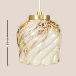 Brina Vintage Pendant Light Mcm Hanging Ribbed Glass Lamp Retro Ceiling Fixture Yugoslavia Gold Brass - thumbnail 4