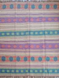 Handwoven Wool Jute Kilim Rug - Pastel Geometric For Living Room, Bedroom & Hallway - thumbnail 1