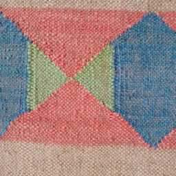 Handwoven Wool Jute Kilim Rug - Pastel Geometric For Living Room, Bedroom & Hallway - thumbnail 3