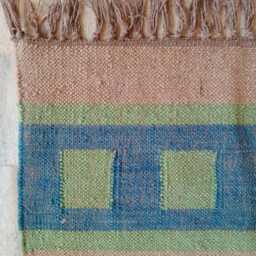 Handwoven Wool Jute Kilim Rug - Pastel Geometric For Living Room, Bedroom & Hallway - thumbnail 2