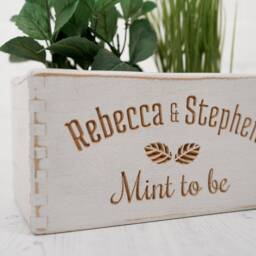 Wooden Carved Shabby Chic Personalised Plant Pot - Indoor Planter Storage Holder Anniversary Gift Wedding Present - thumbnail 3