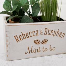 Wooden Carved Shabby Chic Personalised Plant Pot - Indoor Planter Storage Holder Anniversary Gift Wedding Present - thumbnail 2