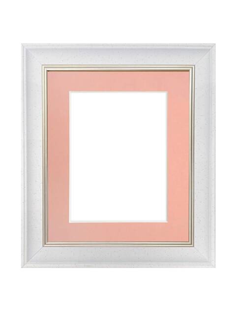 Scandi White Speckled Photo Frame With Pink Mount - image 1