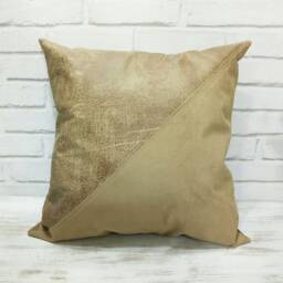 Beige Faux Nubuck Fabric Pillow Cover-Diagonal Triangle Design-Nubuck Look-Suede Look 16x16Inch(40x40cm-1Pcs - thumbnail 2