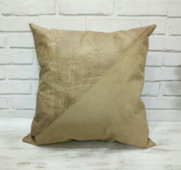 Beige Faux Nubuck Fabric Pillow Cover-Diagonal Triangle Design-Nubuck Look-Suede Look 16x16Inch(40x40cm-1Pcs