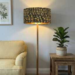 Handmade By Order Luxury Golden Crocodile Skin Velvet Drum Lamp Shade Pendant Light All Shapes & Sizes Available - thumbnail 2
