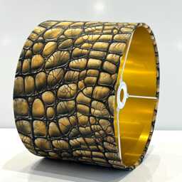 Handmade By Order Luxury Golden Crocodile Skin Velvet Drum Lamp Shade Pendant Light All Shapes & Sizes Available - thumbnail 3