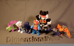 Soundblatant With Cassette Minions Cardmodel Figure Set - Lil Mechassettes Chibi Tape Deck Robots - thumbnail 1