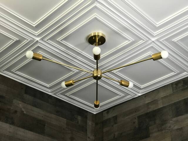 Sunburst 6 Light Modern Mid Century Industrial Chandelier - image 1