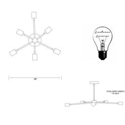 Sunburst 6 Light Modern Mid Century Industrial Chandelier - thumbnail 4