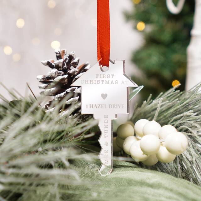 Personalised First Christmas in New Home Ornament Tree Decoration House Bauble Couple Gifts 2024 - image 1