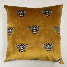 Bee Pillow Cover Only-Bumble Bee Pillow-Yellow Pillow-Queen & Black Pillow-Velvet Yellow - thumbnail 1